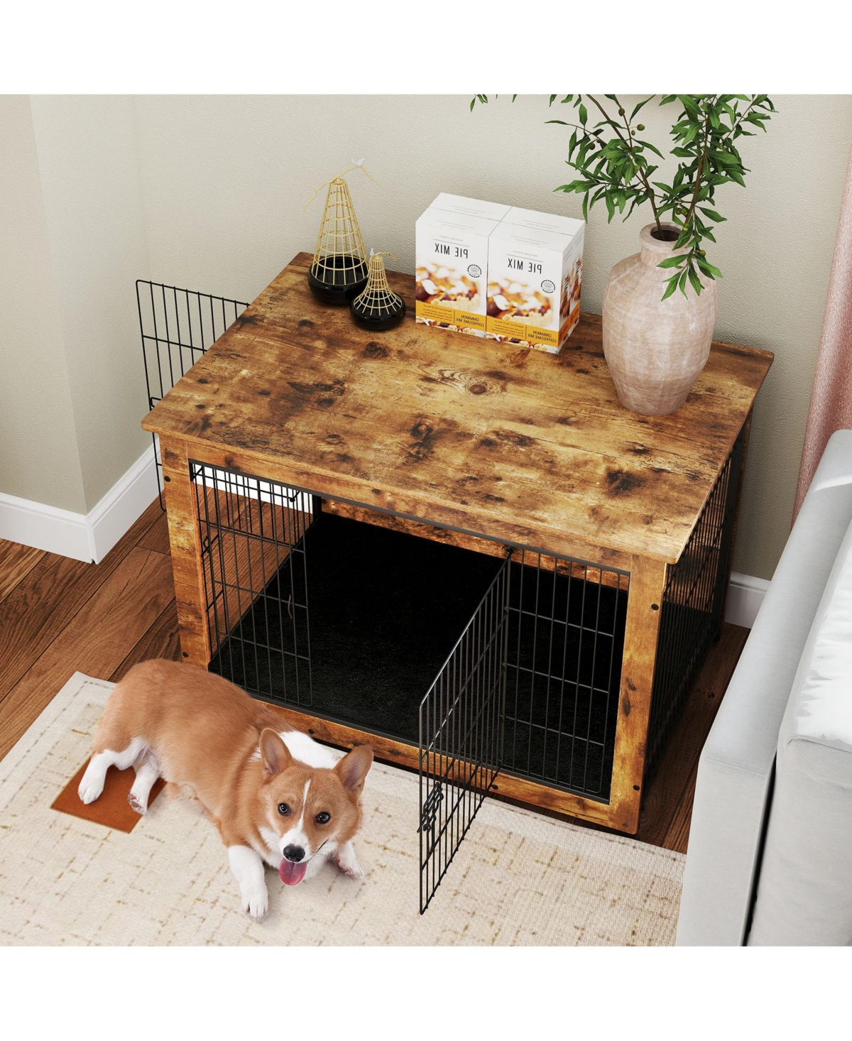 Gymax Dog Crate Furniture for Medium/Large Dogs 39'' Indoor Pet House Side End Table