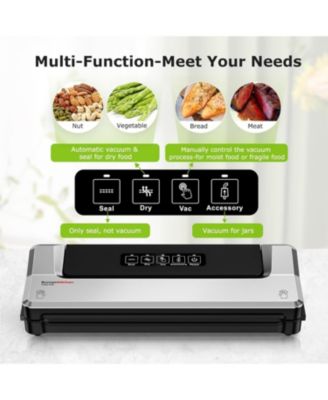 Bonsenkitchen Compact Vacuum Sealer, Fast Multi-Functional Food Saver with 20 Bags, 2 Rolls & Hose, High-Speed Continuous Use, Silver