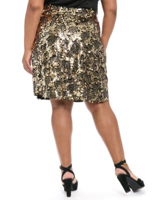 Plus Size A-Line Sequin Short Skirt