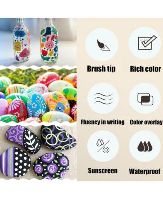 24 Colors Double Tip Premium Acrylic Markers for Wood, Rock Painting, Glass, Canvas, Stone, DIY Crafts Making Art Supplies