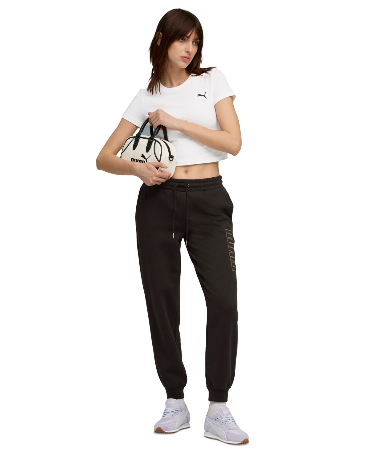 Puma Women's Maximal Metallic Comfort Sweatpants In Black