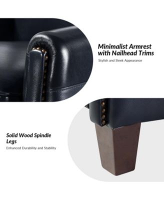 Hickey Modern Genuine Leather Recliner with Nailhead Trim