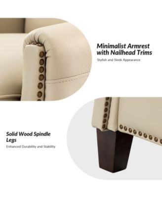 Hickey Modern Genuine Leather Recliner with Nailhead Trim