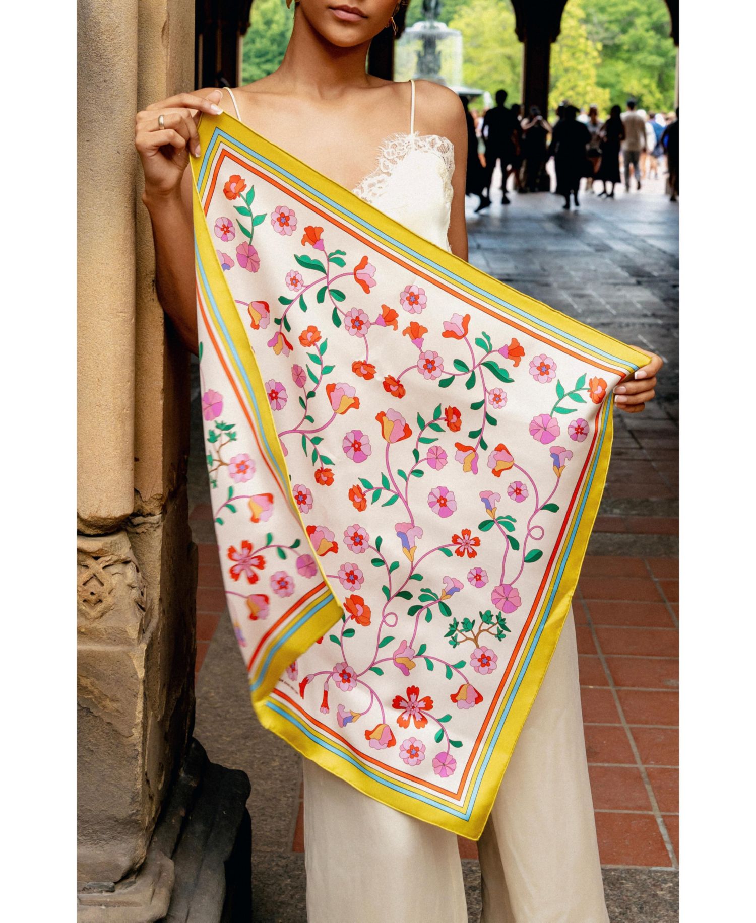 / Women's Limoncello Jardin Double Sided Silk Scarf
