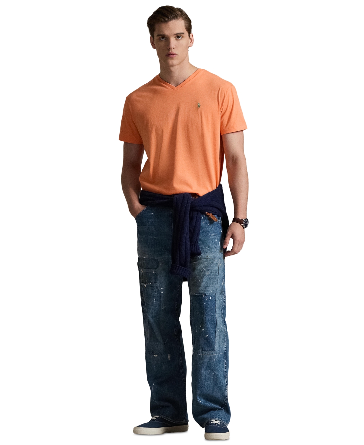 Polo Ralph Lauren Men's Classic-fit V Neck T-shirt In Orange