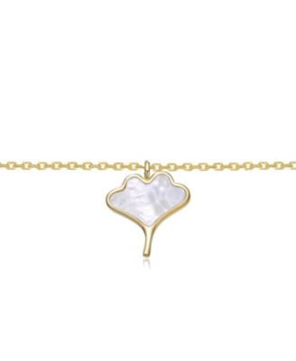 Women's 14K Gold Plated with White Mother-of-Pearl Design Pendant Necklace.