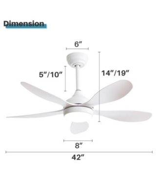 42-inch Matte White 5-Blade 6-Speed Adjustable LED Ceiling Fan Light with Remote Control