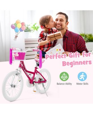 18 Inch Kid's Bike Children's Bicycle w/ Removable Training Wheels Adjustable Seat