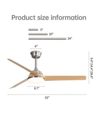 52" Modern Ceiling Fan with 3 Blades, Tri-Color Dimming, Remote Control & Timer perfect for stylish and efficient indoor cooling.
