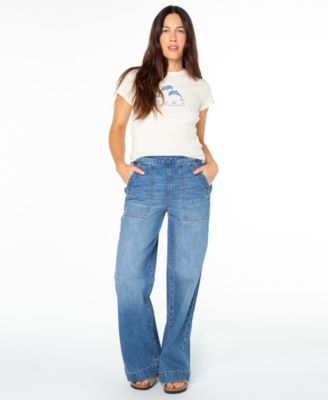 Women's Sea Plume Fixed Waist Denim Mid-Rise Jeans