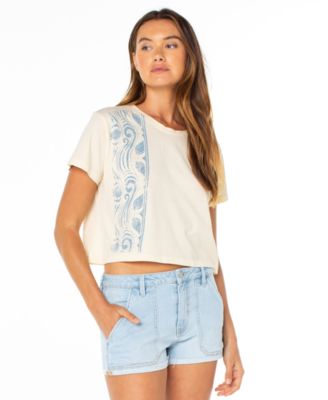 Women's Sealife Border Cropped Boxy Short-Sleeve T-Shirt
