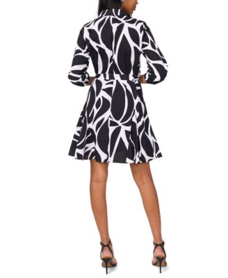 Petite Printed Fit and Flare Shirt Dress