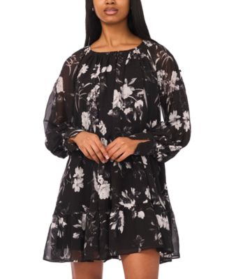Women's Printed Long-Sleeve Mini Dress