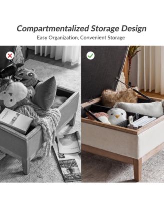 Upholstered Storage Cocktail Ottoman with Solid Wood Legs