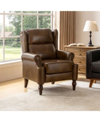 Genuine Leather Spindle Leg Volkert Traditional Manual Recliner