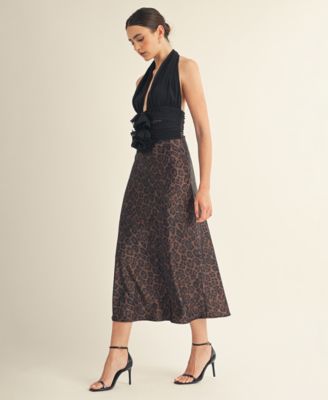 Women's Kessara Halter Wrap Bow Detail Midi Dress