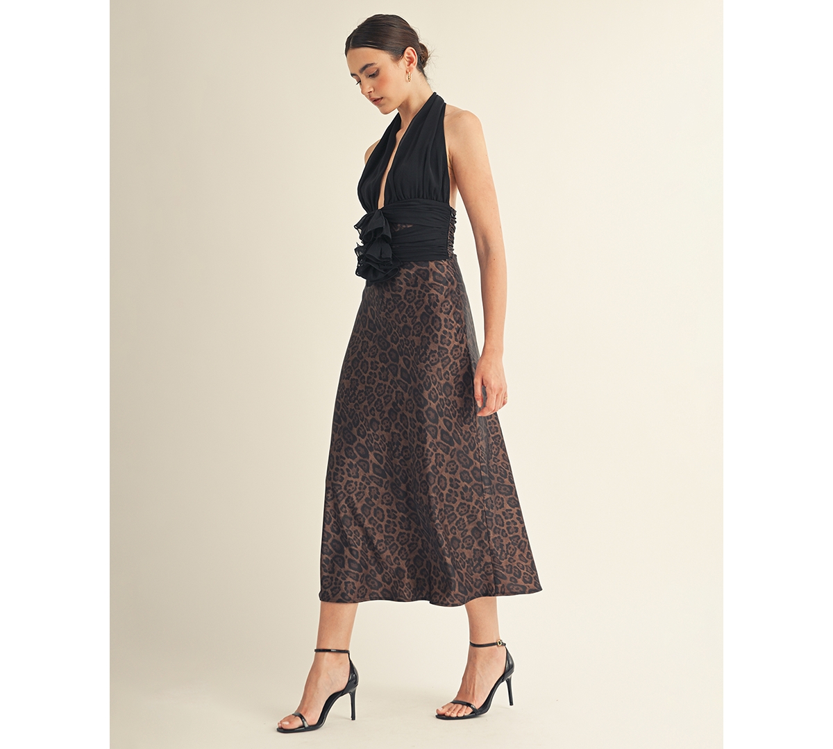 Arose Studio, Inc Women's Kessara Halter Wrap Bow Detail Midi Dress