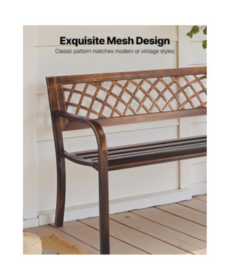 Sturdy Metal Garden Bench with PVC Mesh Back Design