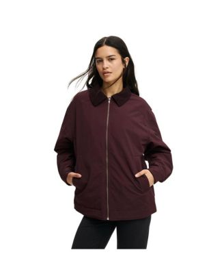 Women's Active Contrast Collar Oversized Jacket