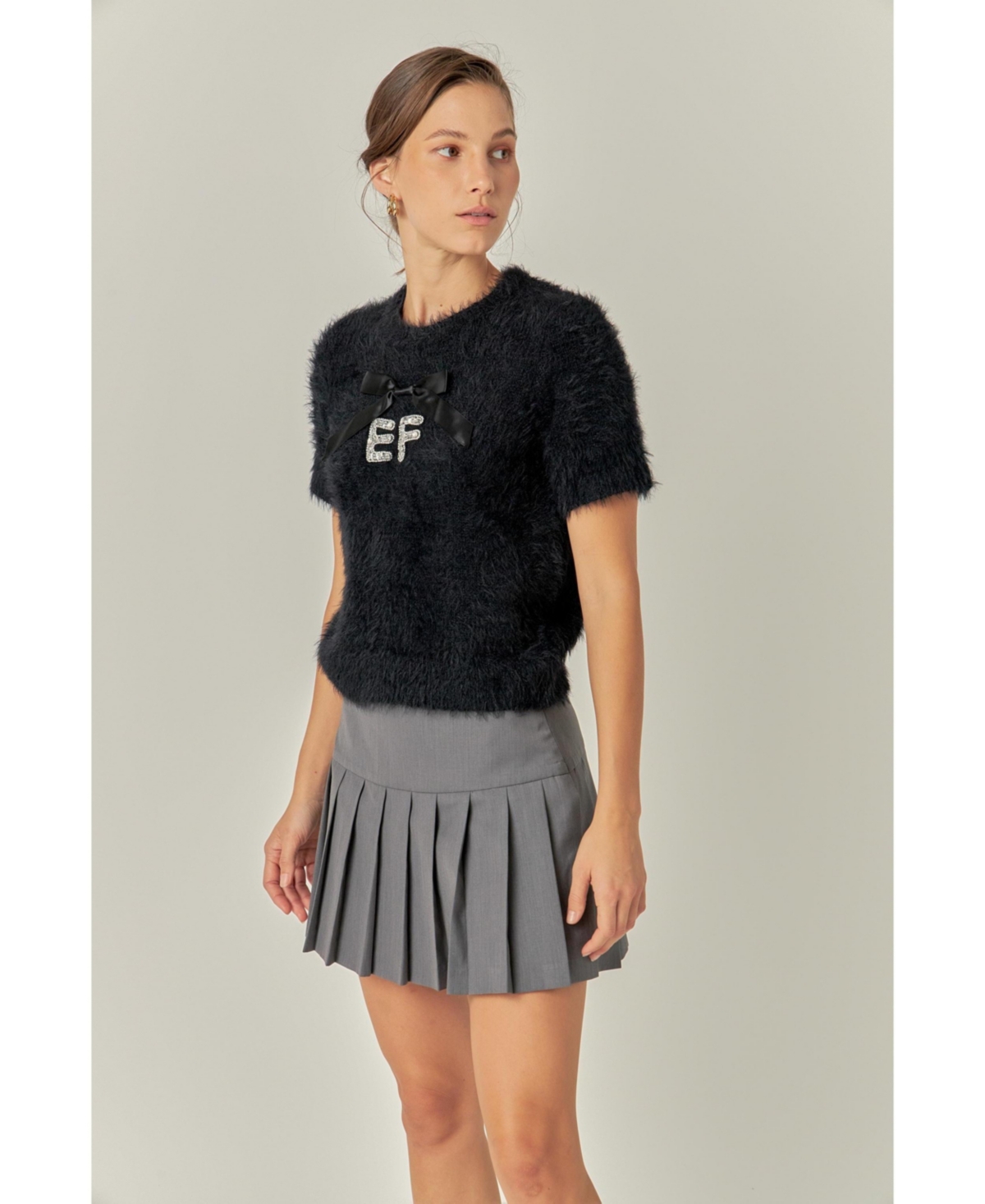 English Factory Women's Rhinestone Ef Logo Knit