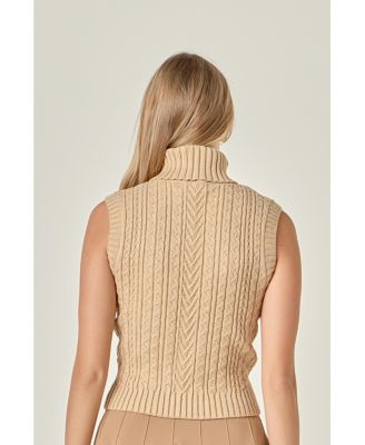 Women's Cable Mock Neck Knit Top