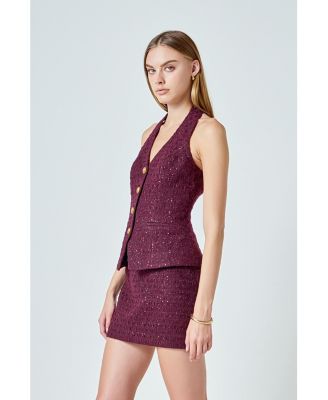 Women's Tweed Halter Vest