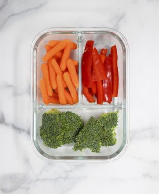 Set of 2, 3 Compartment Glass Food Storage Set