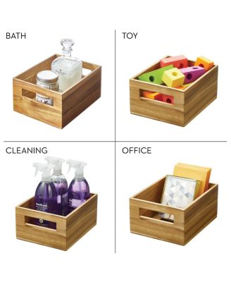 Acacia Wood Pantry Bin with Handles - Set of 2 - Natural