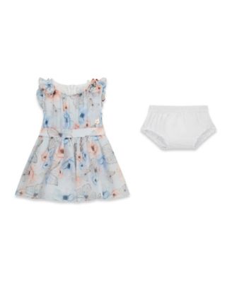 Baby Girls' Chiffon Sleeveless Dress with Matching Diaper Cover