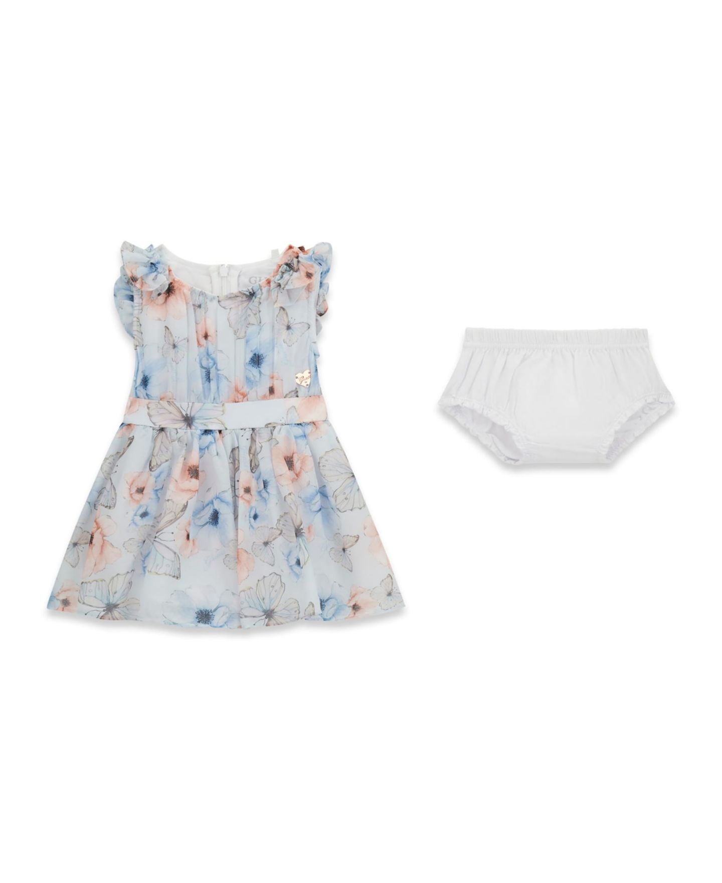 Платье GUESS Chiffon Sleeveless Dress with Matching Diaper Cover для девочек-малышей, цвет: Светлый синий — фото 2