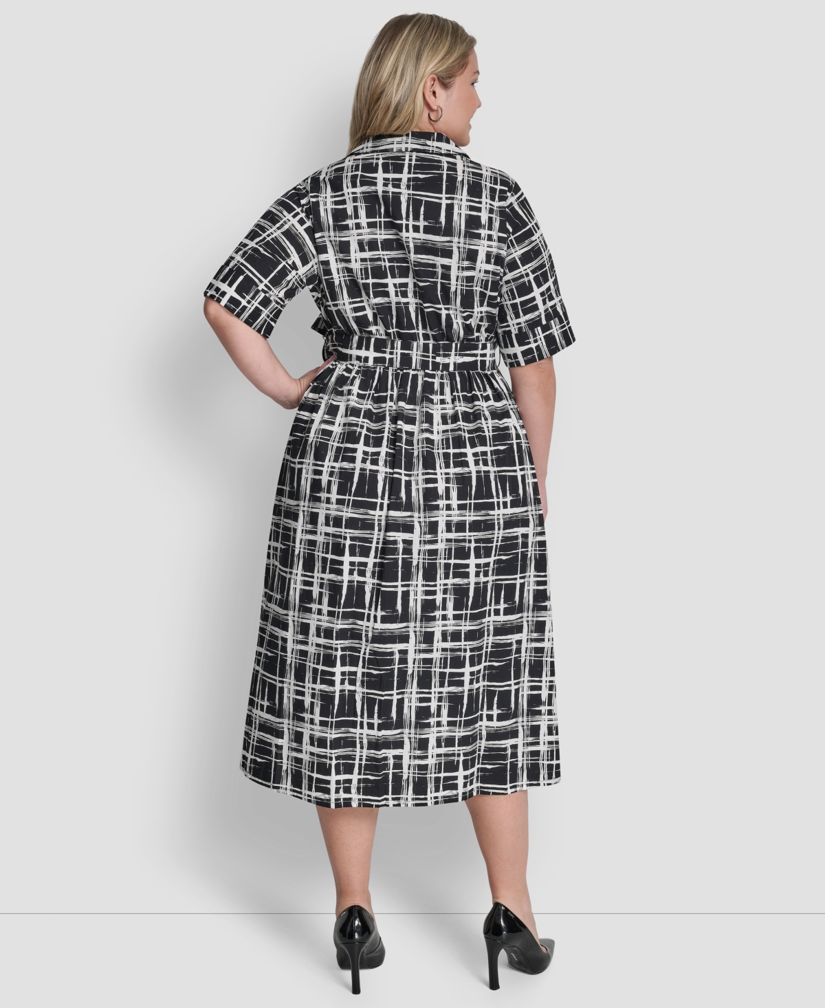 Dkny Plus Collared Button Down Dress