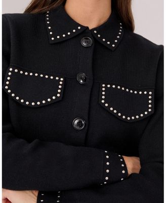 Women's Knitted Western Stud Detail Cardigan