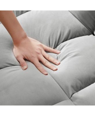 Convertible Velvet Loveseat Sleeper Sofa, 3-in-1 Pull Out Couch Bed with Adjustable Backrest, Toss Pillows & Pockets for Apartment