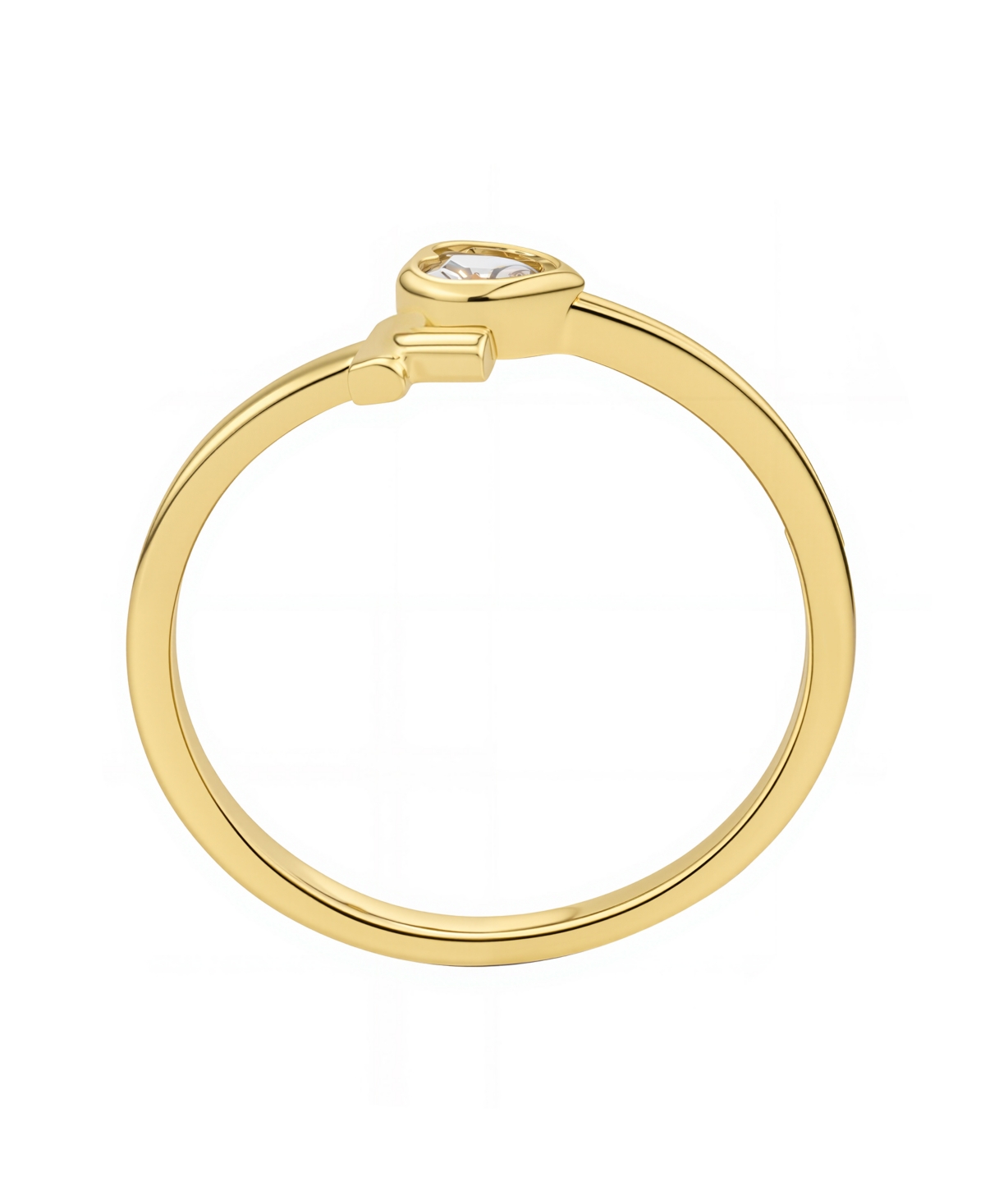 Unwritten Cubic Zirconia Gold Plated Heart And Cross Bypass Ring In Gold