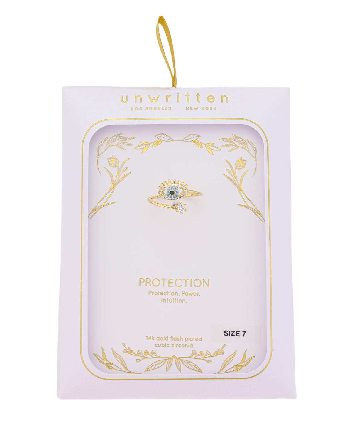 Unwritten Cubic Zirconia Gold Plated Evil Eye Bypass Ring In Gold