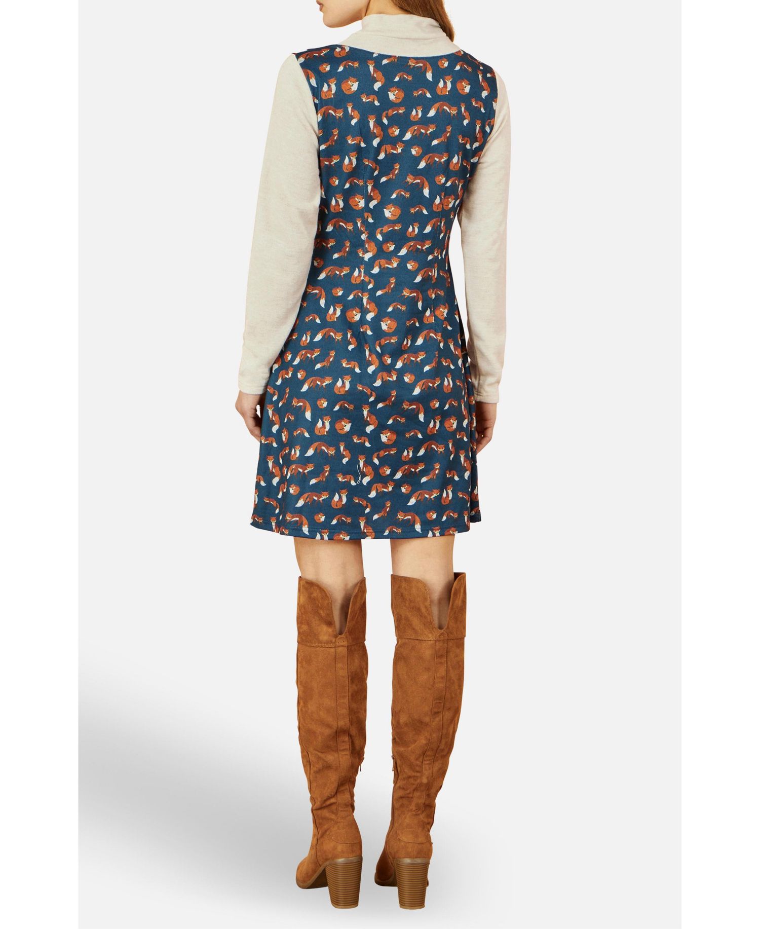 Women's Fox Long Sleeve Layered Tunic Dress