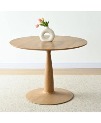 5-Piece Round Dining Table Set, 39.5'' MDF Wood Top with Metal Base and Upholstered Chairs for Small Spaces-Maison Boucle