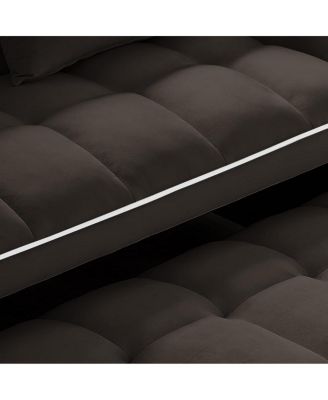 2-Seater Sofa Bed with Pull Out Sleeper, USB & Type-C Charging, Adjustable Backrest, Modern Velvet Loveseat for Small Spaces