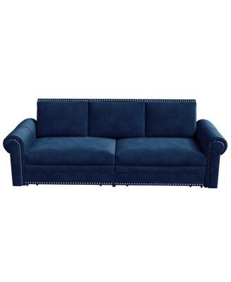 93.7" Velvet King Pull Out Sofa Bed, 3-in-1 Convertible Sleeper Couch with Chaise and Nailhead Trim for Living Room or Guest Room-Maison Boucle