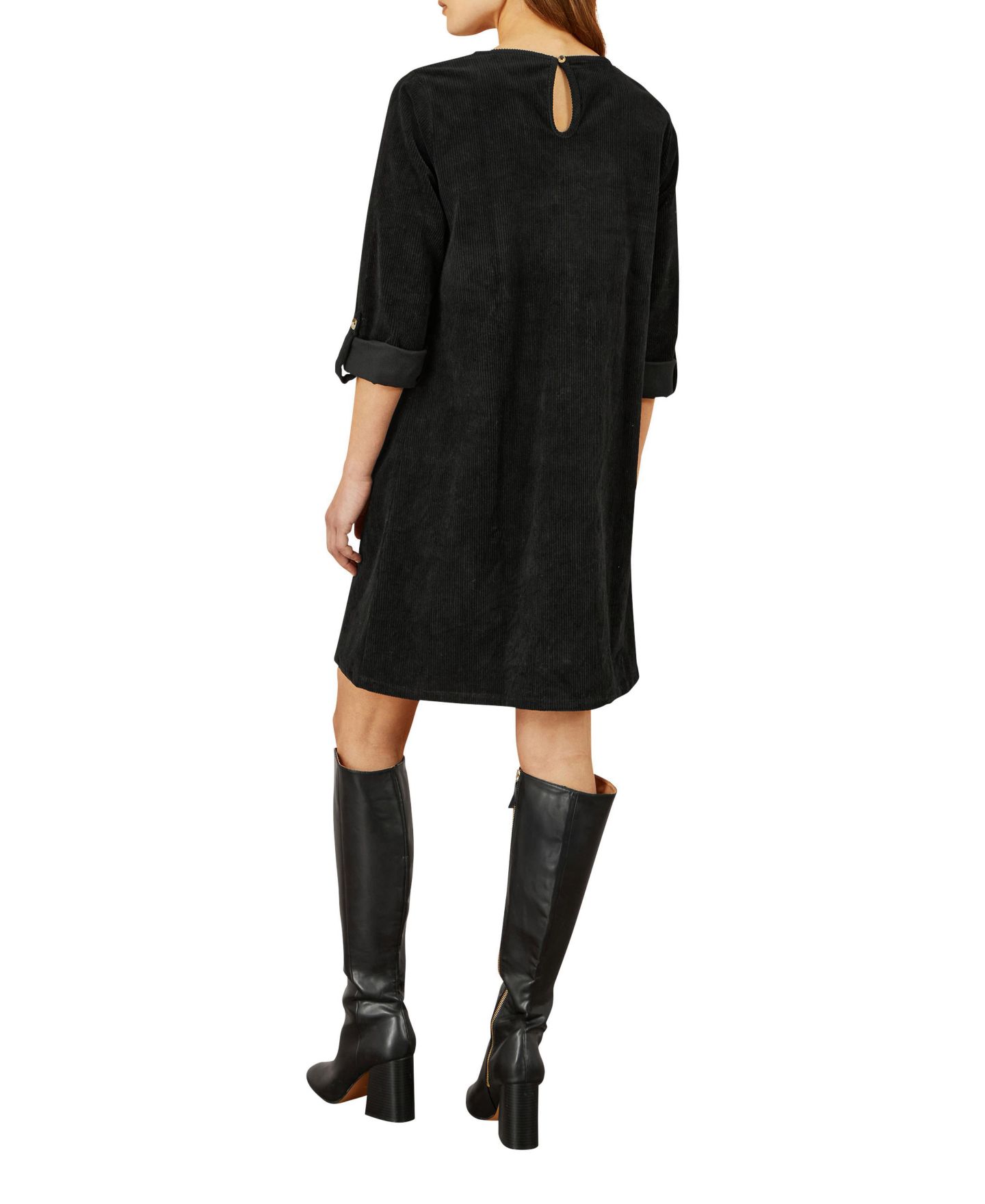 Женское платье Yumi Cord Tunic Dress With Pockets, цвет: Чёрный — фото 3