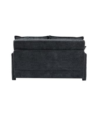 Pull Out Corduroy Sleeper Sofa with USB & Storage, 59.5'' Convertible Loveseat Bed for Small Spaces, Apartment, Bedroom