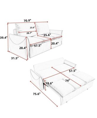 70.9" Pull Out Sofa Bed, 3-Seat Velvet Convertible Sleeper Couch with 2-in-1 Pillow Blanket Set for Living Room or Guest Room