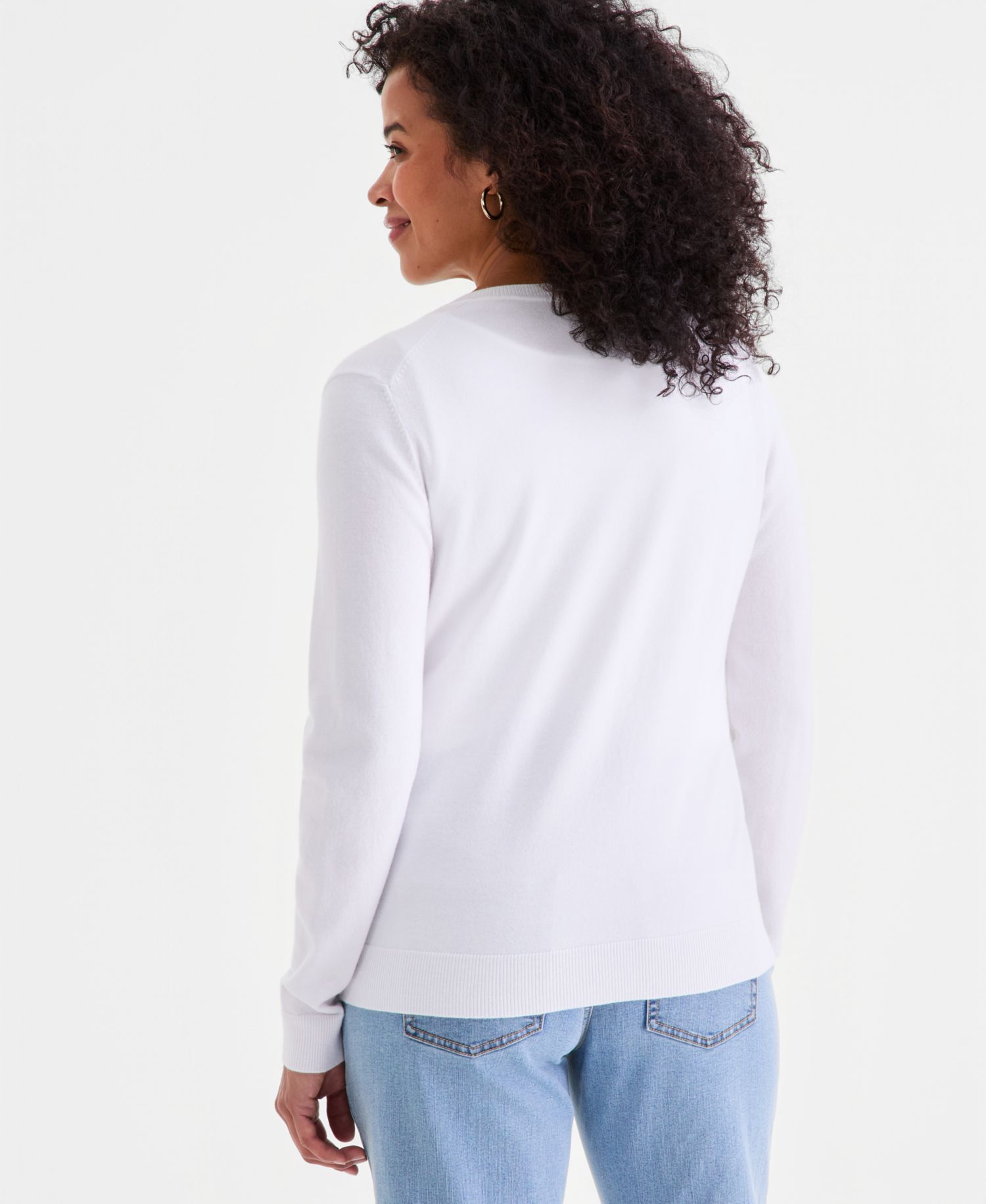 Women's Crewneck Button-Down Cardigan Sweater