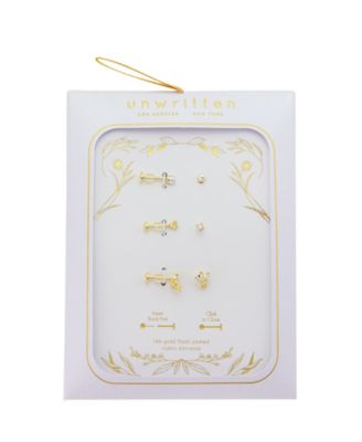 Trio Cubic Zirconia and Mother of Pearl Flat Back Earrings Set