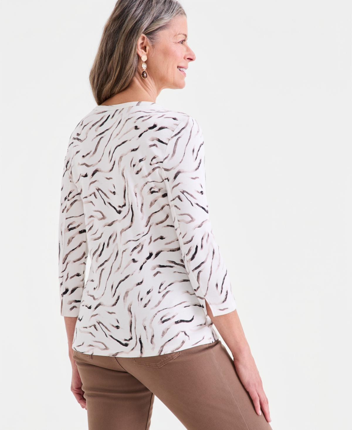 Style & Co Women's Pima Cotton 3/4-Sleeve Boat-neck Top, Macy's Exclusive