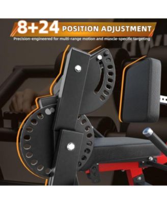 Leg Extension and Curl Lower Body Workout Machine, Heavy Duty Adjustable Leg Rotary Extension Plate Loaded Fitness Equipment