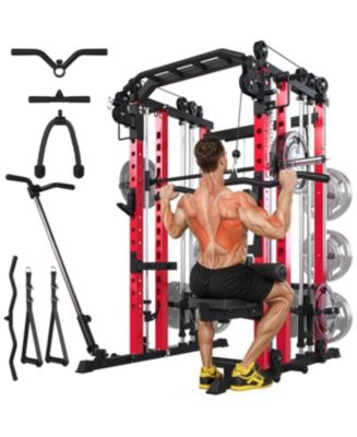 AECOJOY Smith Machine 2000lbs Crossover Machine with LAT Pulldown