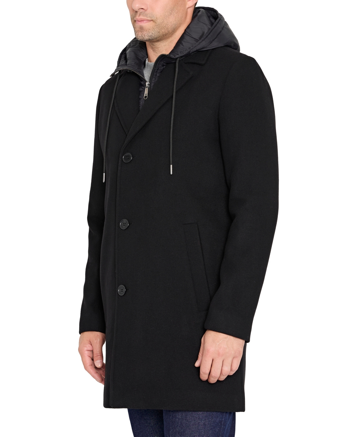 Sam Edelman Men's Single Breasted Wool Coat In Black