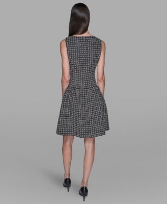 Women's Mini Grid Nubby Tweed Sheath Dress