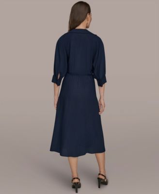 Women's Collared 3/4-Sleeve Midi Dress